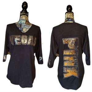 Victoria's Secret Pink Las Vegas Sequin Bling 1/2 Sleeve Top